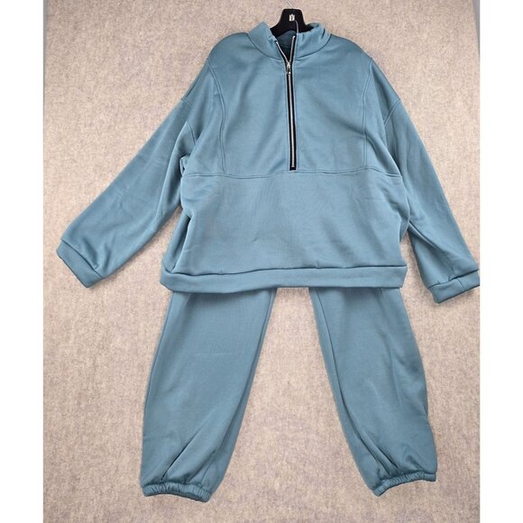 Zip-Up Tracksuit Set Mens Blue Size 5XL Relaxed Fit 96% Polyester 4% Spandex - Picture 1 of 14